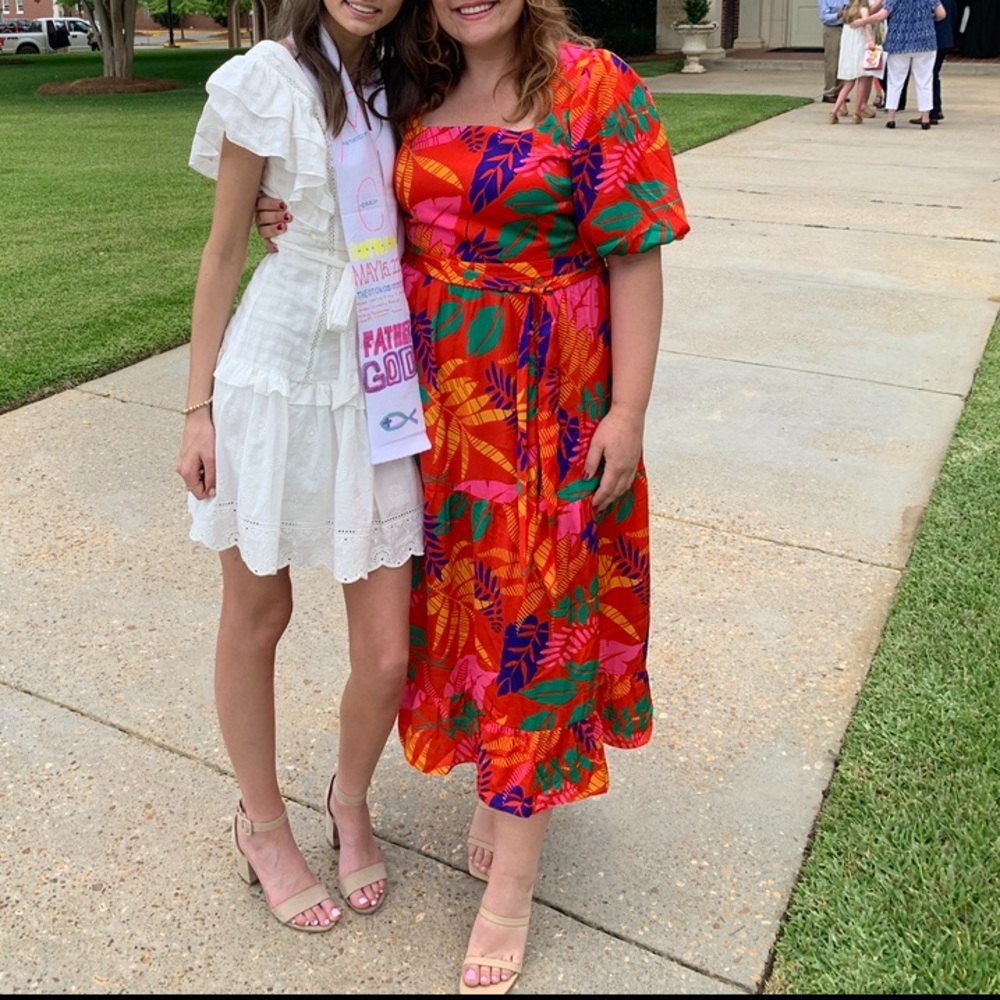 Tropical colored midi dress
